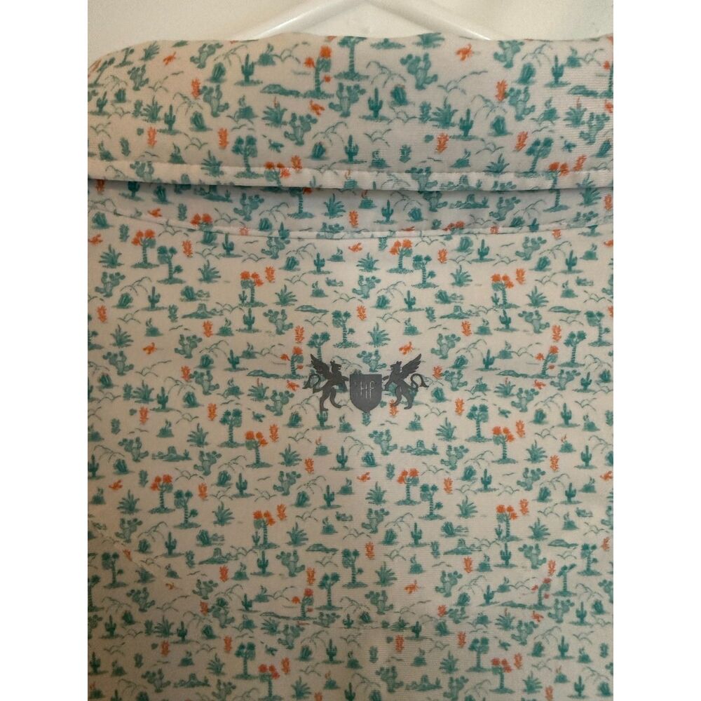 Hickey Freeman Performance Golf Polo Shirt Men's XL Cactus Palm All over Print